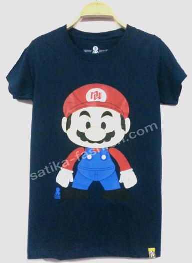 CS007BB เสื้อยืดคอกลมสกรีนลายการ์ตูน mario สีกรม  