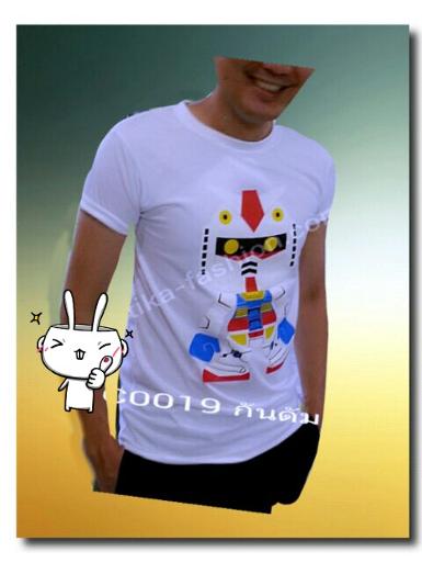 CS0019W เสื้อยืดลายการ์ตูนลายกันดัม สีขาว  เนื้อผ้านุ่ม