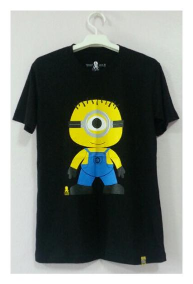 CS0033Black เสื้อยืดสกรีันลายการ์ตูนมินเนี่ยนคาร์ล สีดำ เนื้อผ้ายืด 