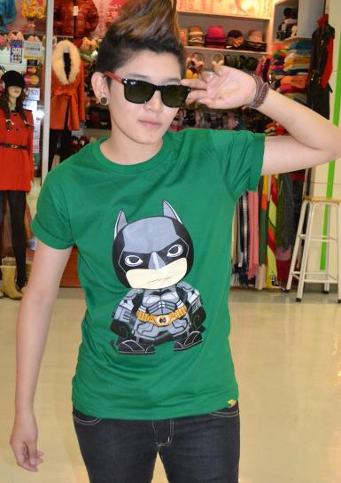 CS003Green เสื้อยืดสกรีนลายการ์ตูนแบทแมน  ใส่ได้ทั้งชายและหญิง 