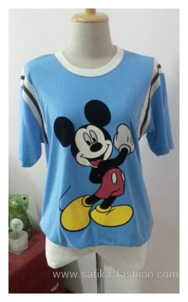 ML001S เสื้อยืดคอกลมลาย mikymouse สีฟ้า