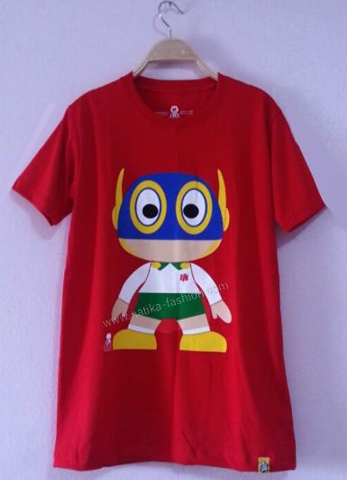 CS0022Red  เสื้อยืดคอกลมลายการ์ตูน ปาร์แมน สีแดง  ใส่ได้ทั้งชายและหญิง 